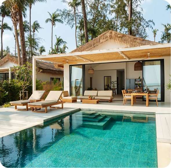 Tropical villa with pool and patio