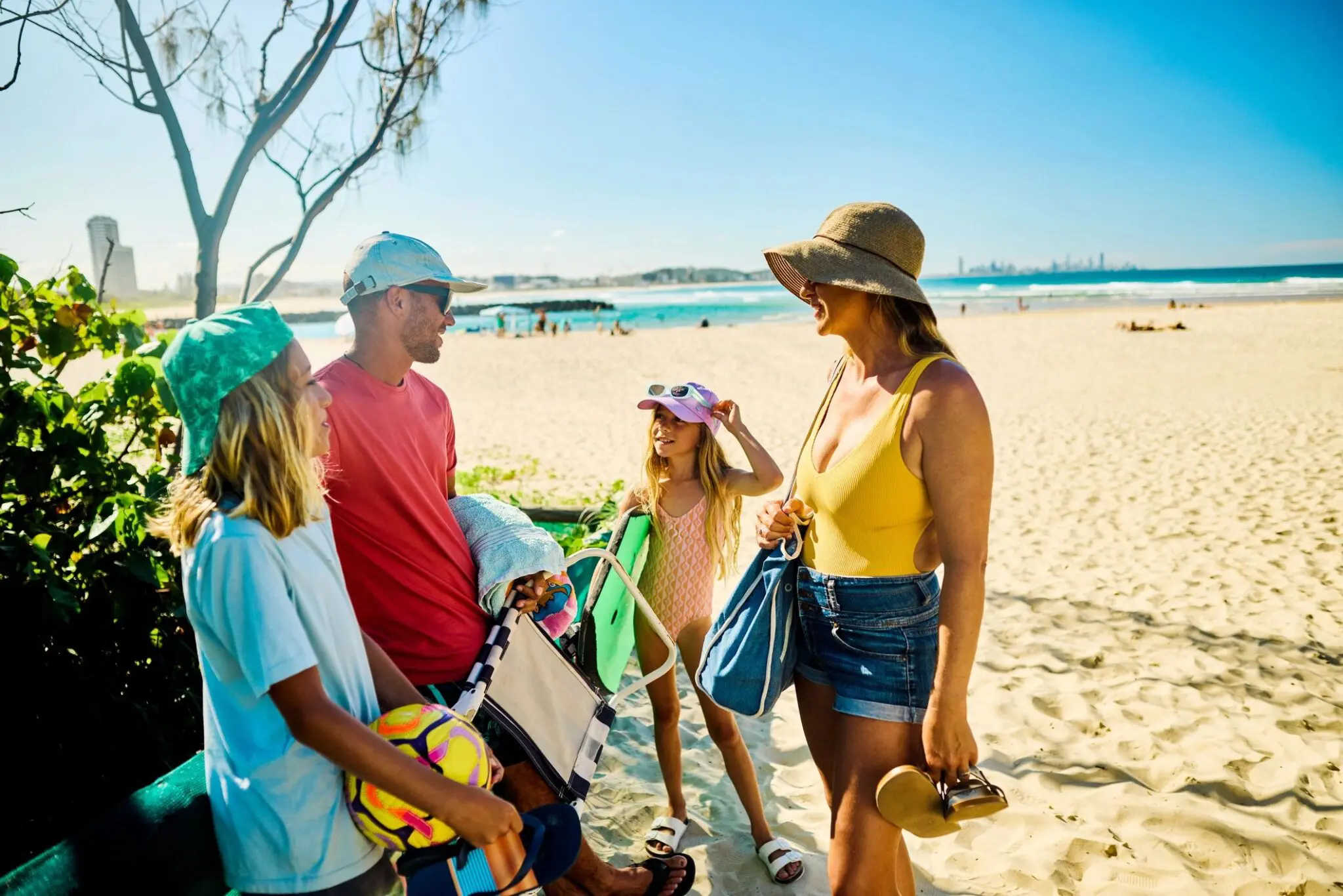 Family taking at beach
