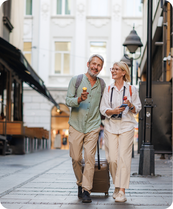 Seniors enjoying city walk together